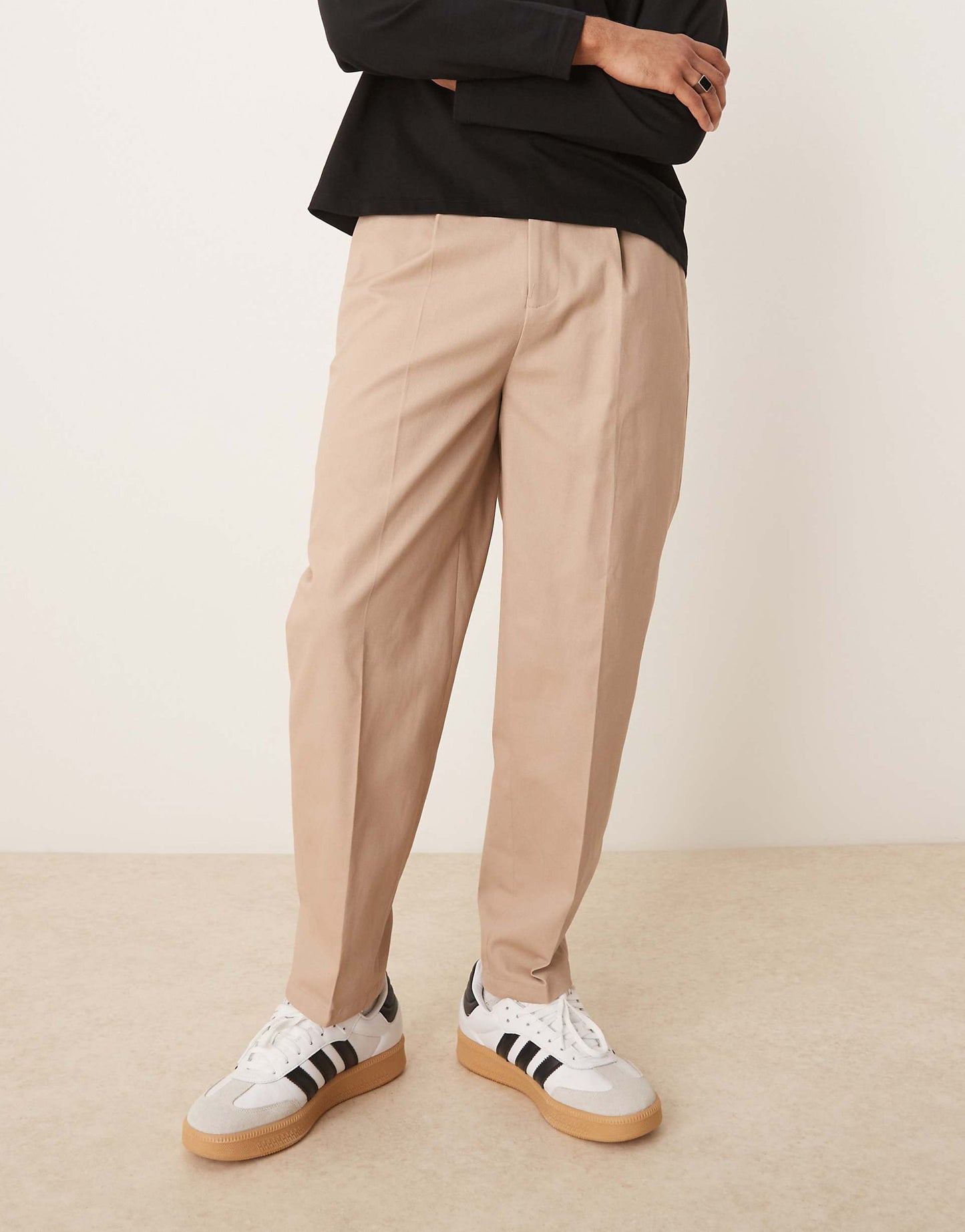 Smart Oversized Tapered Cotton Chino Trousers With Side Adjusters