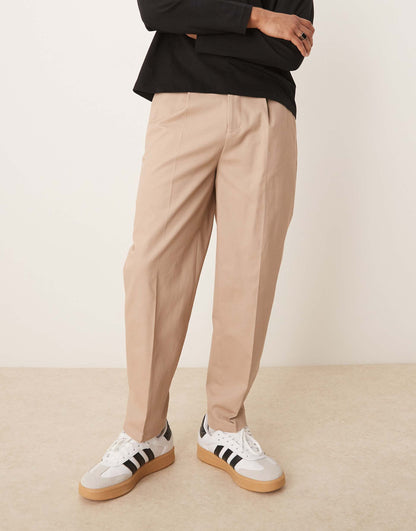 Smart Oversized Tapered Cotton Chino Trousers With Side Adjusters
