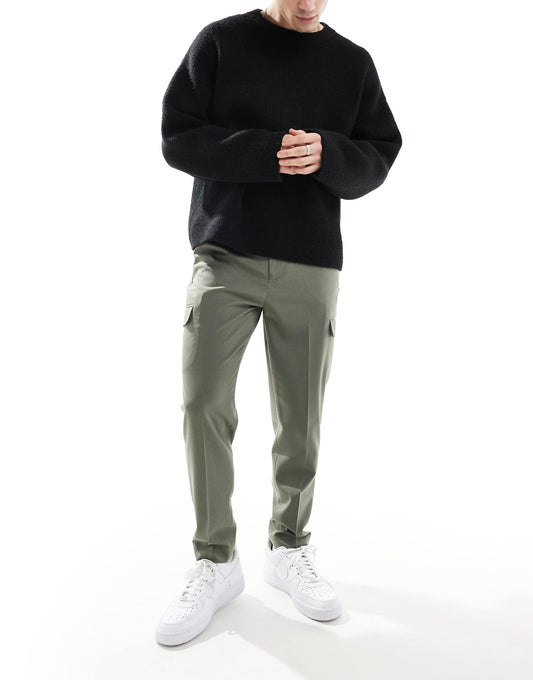Smart Tapered Fit Trousers With Cargo Pockets