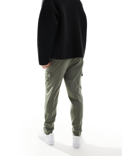 Smart Tapered Fit Trousers With Cargo Pockets
