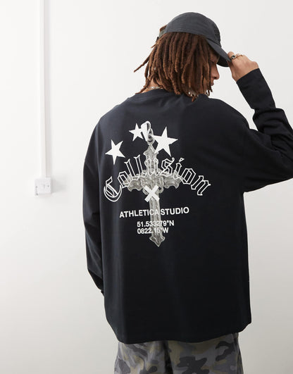 Long Sleeve Skater T-Shirt With Back Graphic