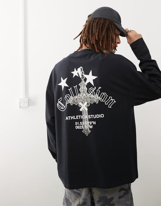 Long Sleeve Skater T-Shirt With Back Graphic