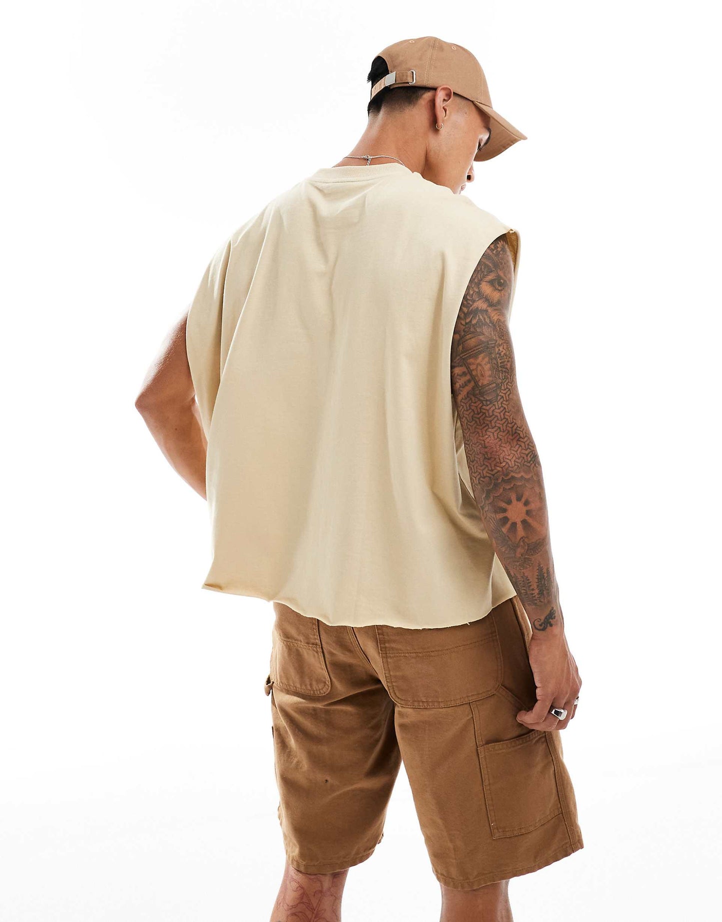Extreme Oversized Heavyweight Sleeveless T-Shirt With Raw Edge