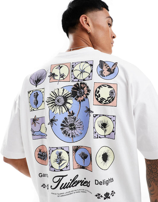 Oversized T-Shirt With Boxed Flower Back Print