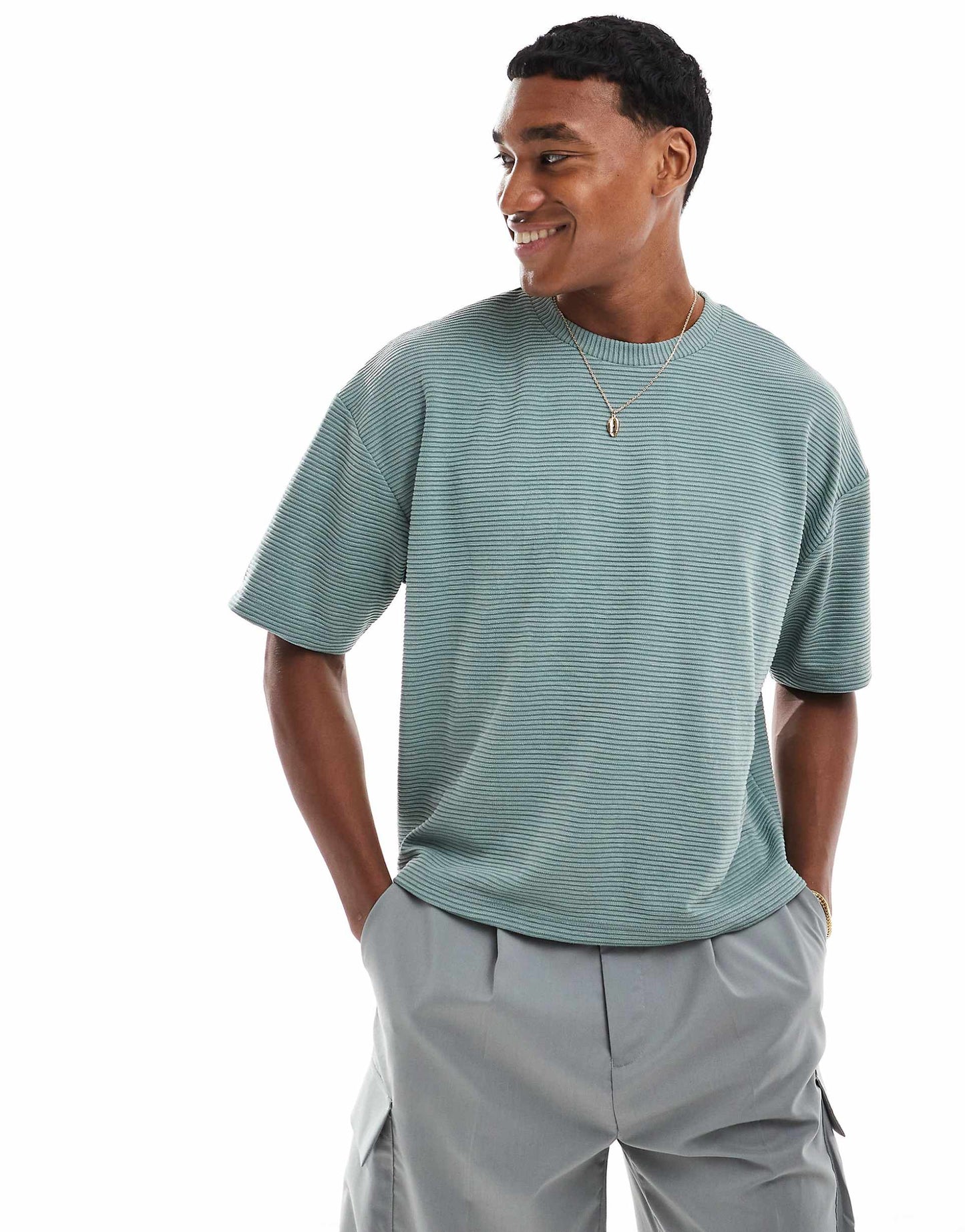 Oversized Boxy Ringer T-Shirt With Stripe