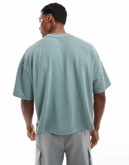 Oversized Boxy Ringer T-Shirt With Stripe