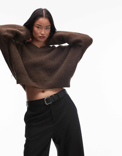 Freya Chunky Knitted V-Neck Jumper