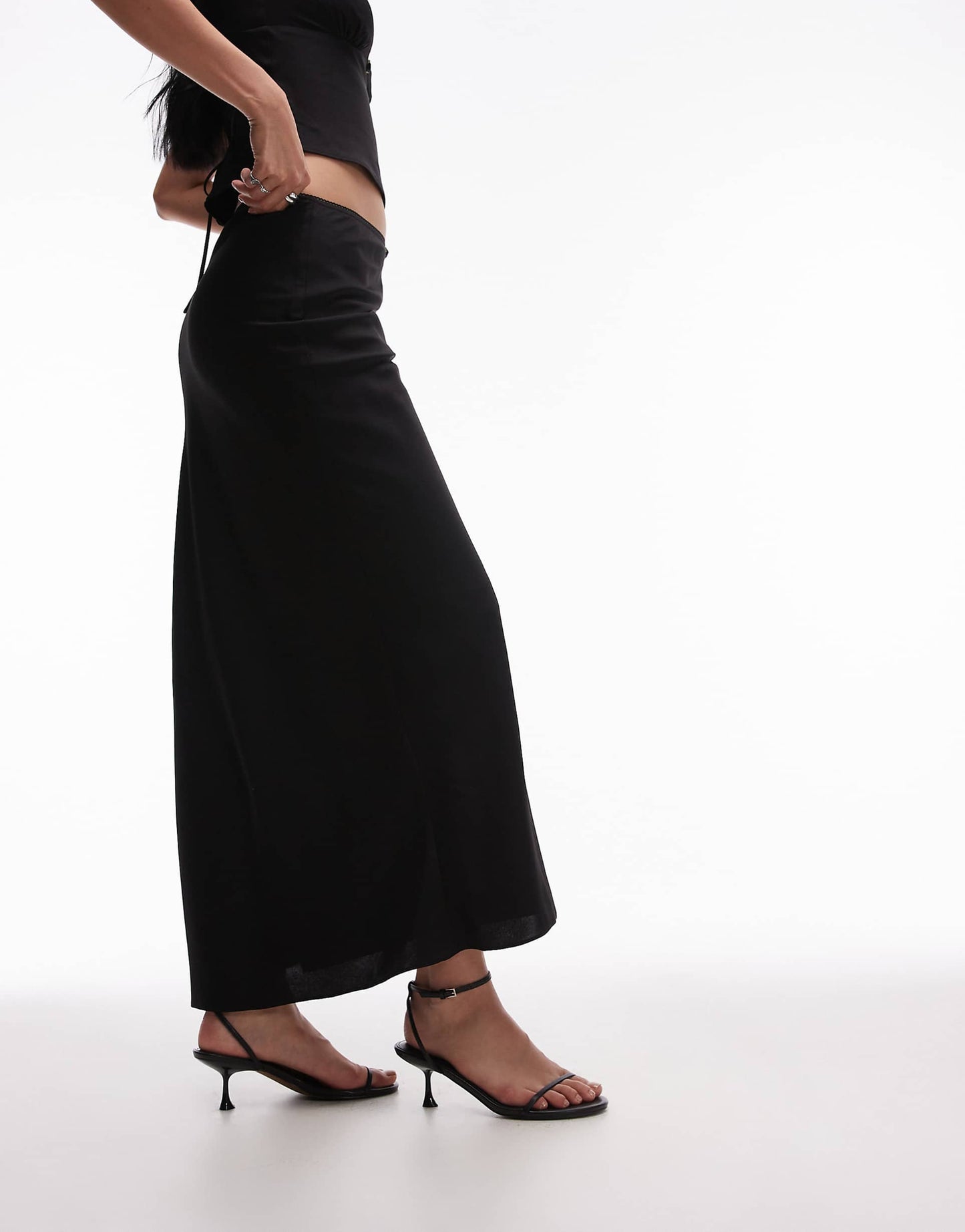 Ravello Rosette Detail Satin Maxi Skirt Co-Ord