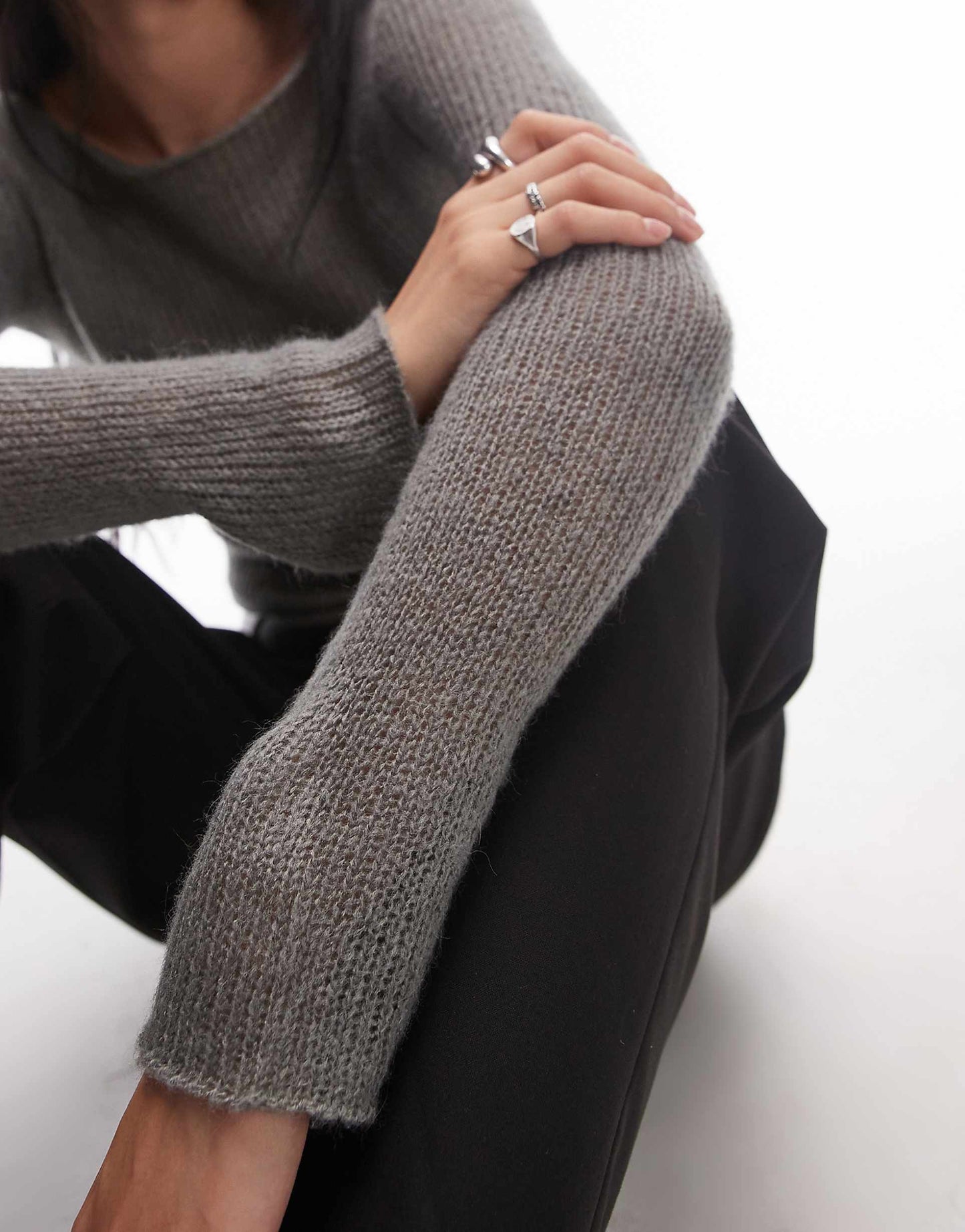 Olive Fine Gauge Off-Shoulder Jumper