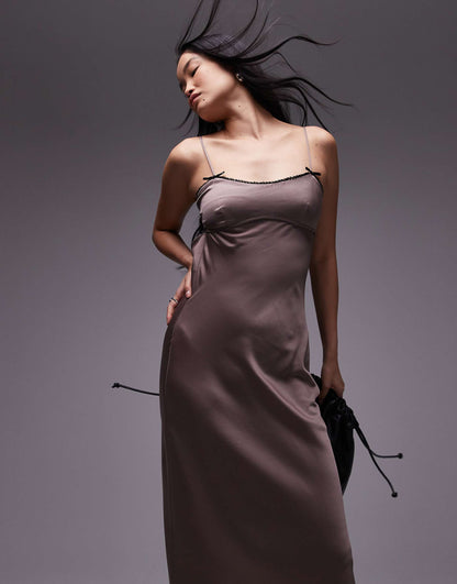 Lee Satin Bow Detail Cami Maxi Dress