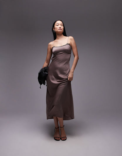 Lee Satin Bow Detail Cami Maxi Dress