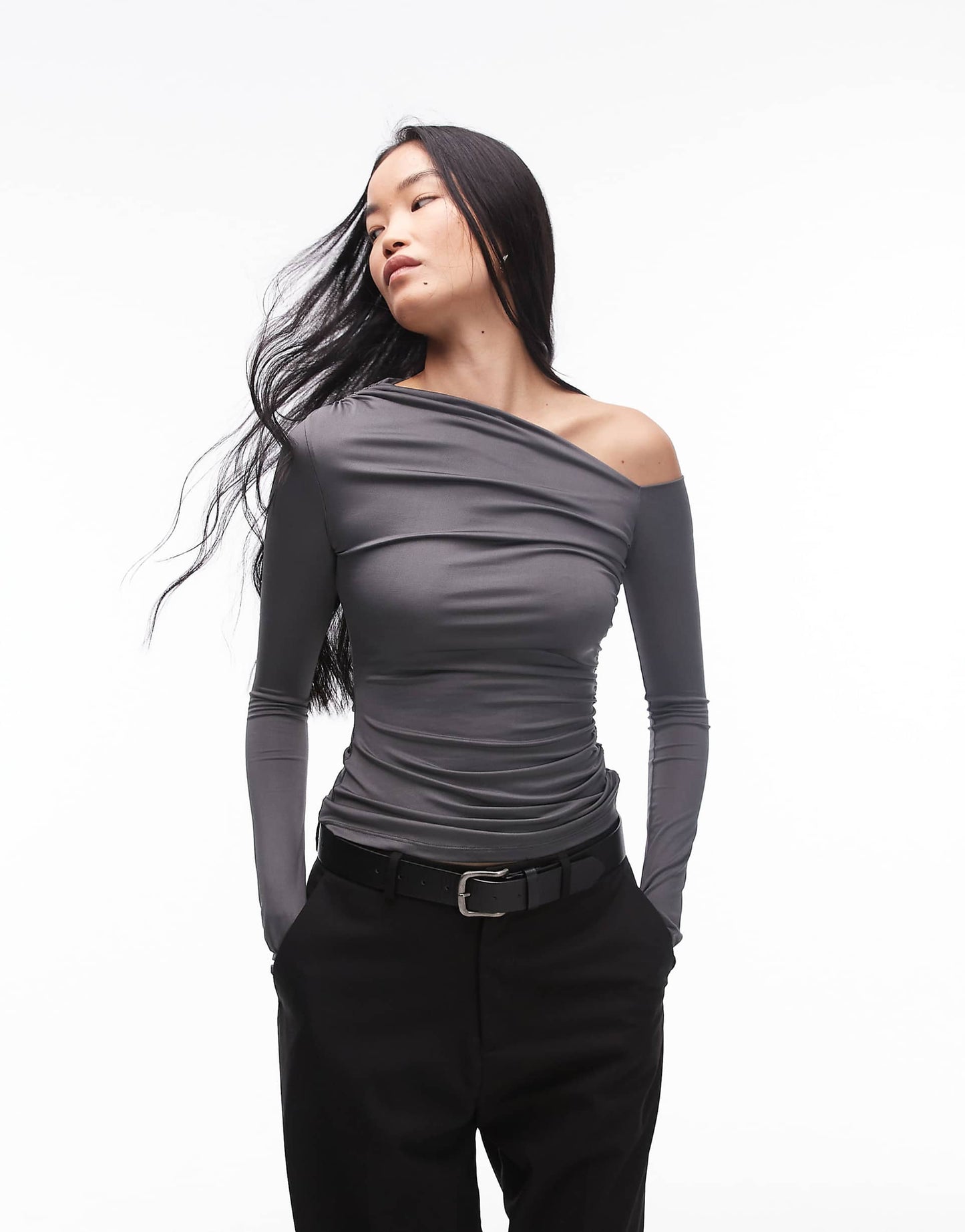 Cleo Off-Shoulder Slinky Top