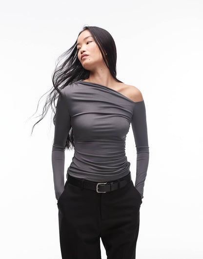 Cleo Off-Shoulder Slinky Top