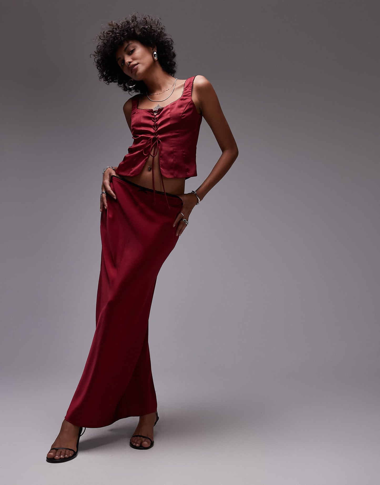 Ravello Satin Maxi Skirt Co-Ord