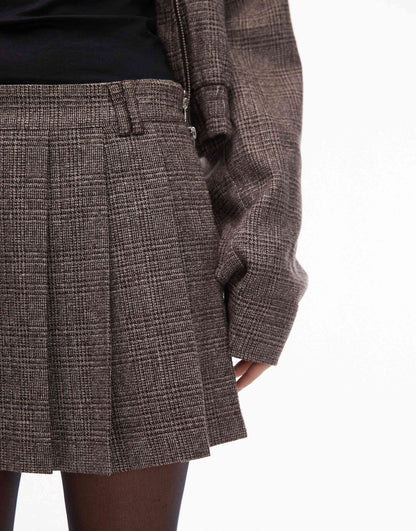 Fennel Herringbone Pleated Skort Co-Ord