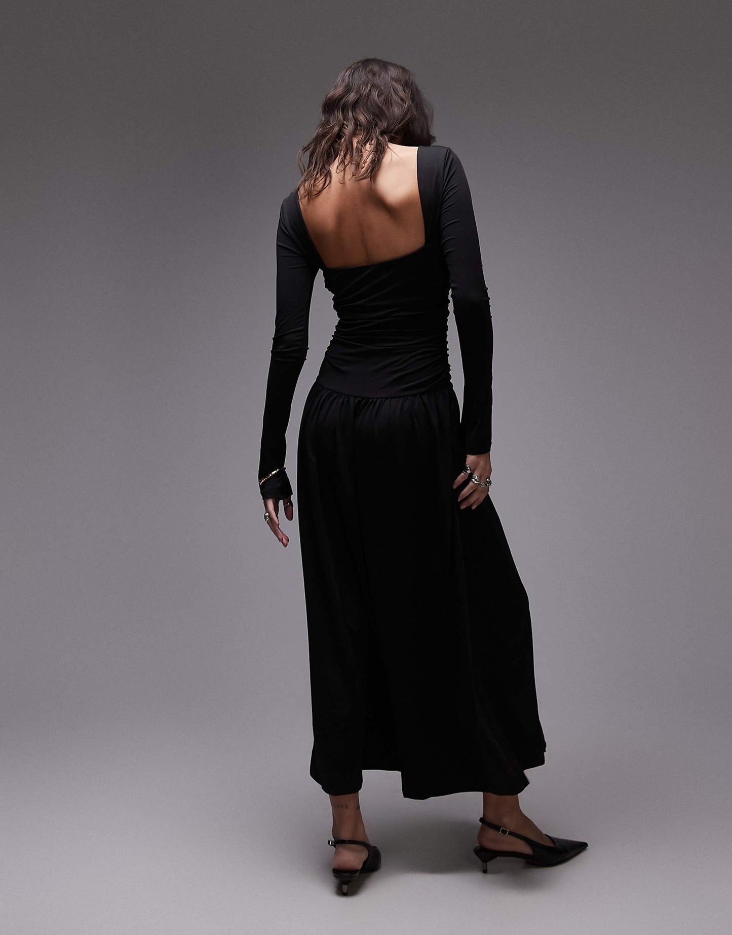 Sera Slinky Long Sleeve Ruched Midaxi Dress