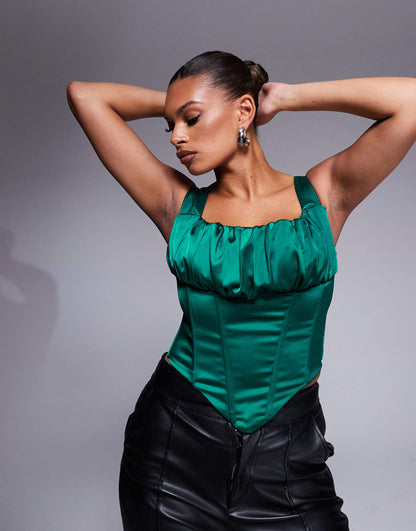 Fuller Bust Alyssa Satin Corset Top With Boning