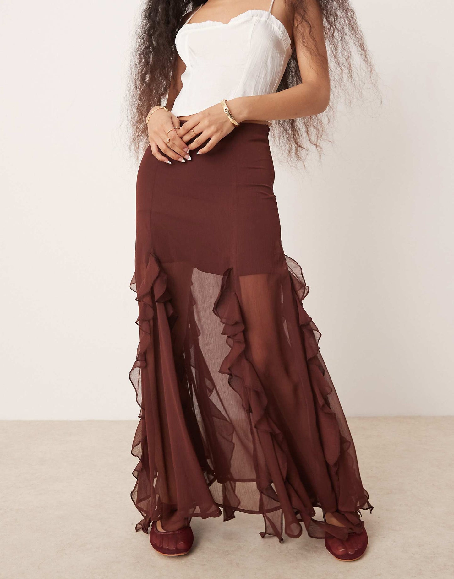 Petite Godet Insert Maxi Skirt