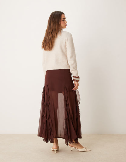 Godet Insert Maxi Skirt