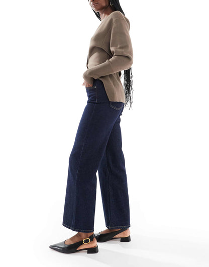 Juicy High Waisted Wide Leg Jeans With Contrast Stitch