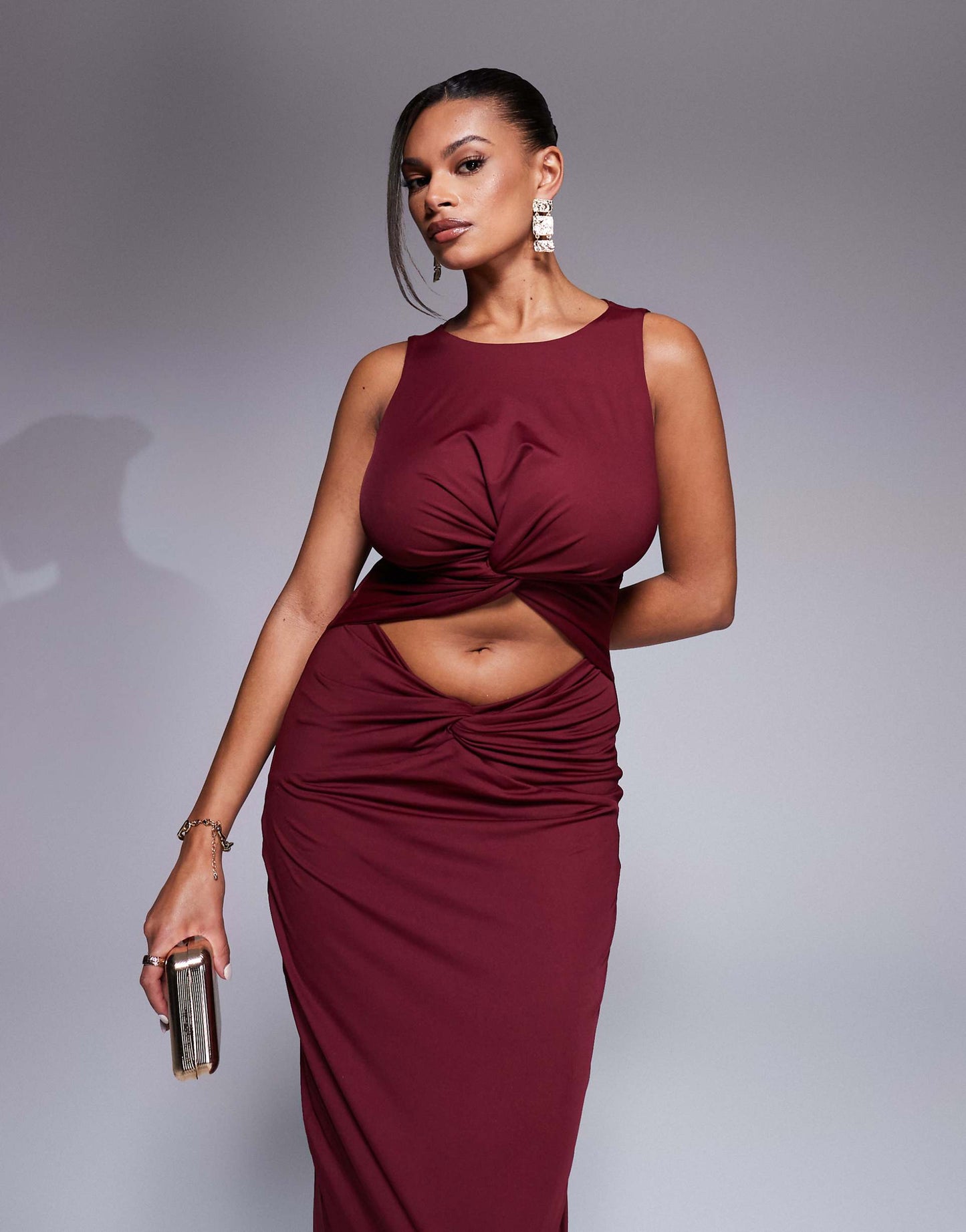 Fuller Bust Nikki Jersey Cut Out Midaxi Dress With Twist Detail