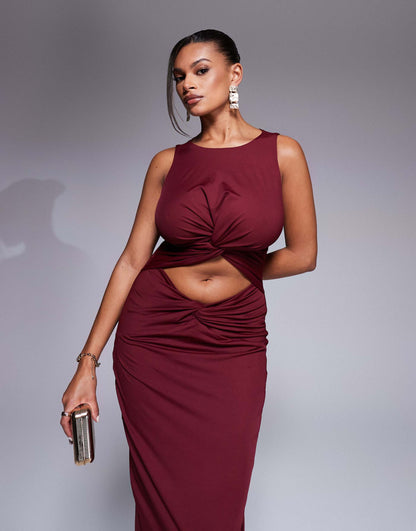 Fuller Bust Nikki Jersey Cut Out Midaxi Dress With Twist Detail