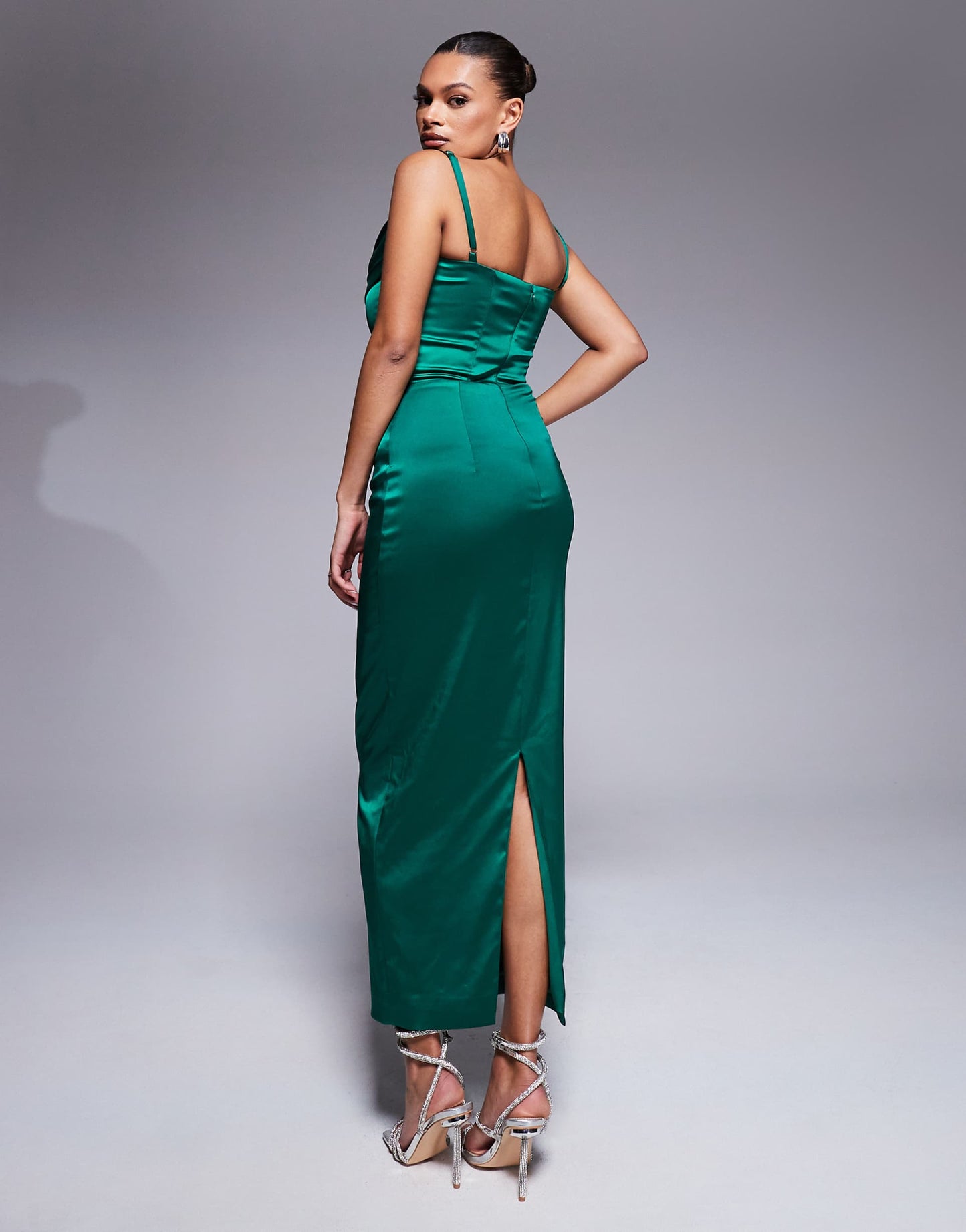 Fuller Bust Carmen Satin Midaxi Boned Corset Dress