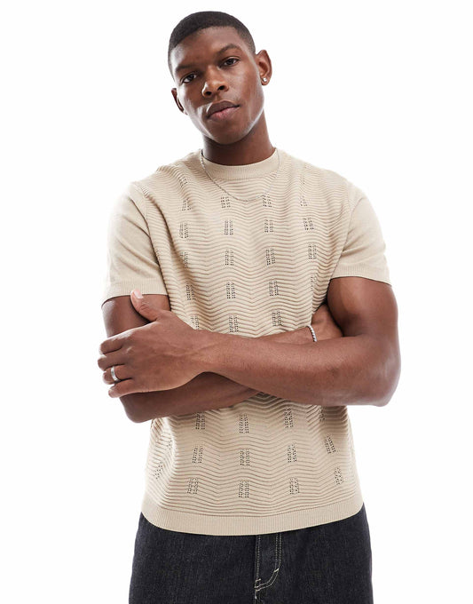 Relaxed Boxy Fine Knit T-Shirt