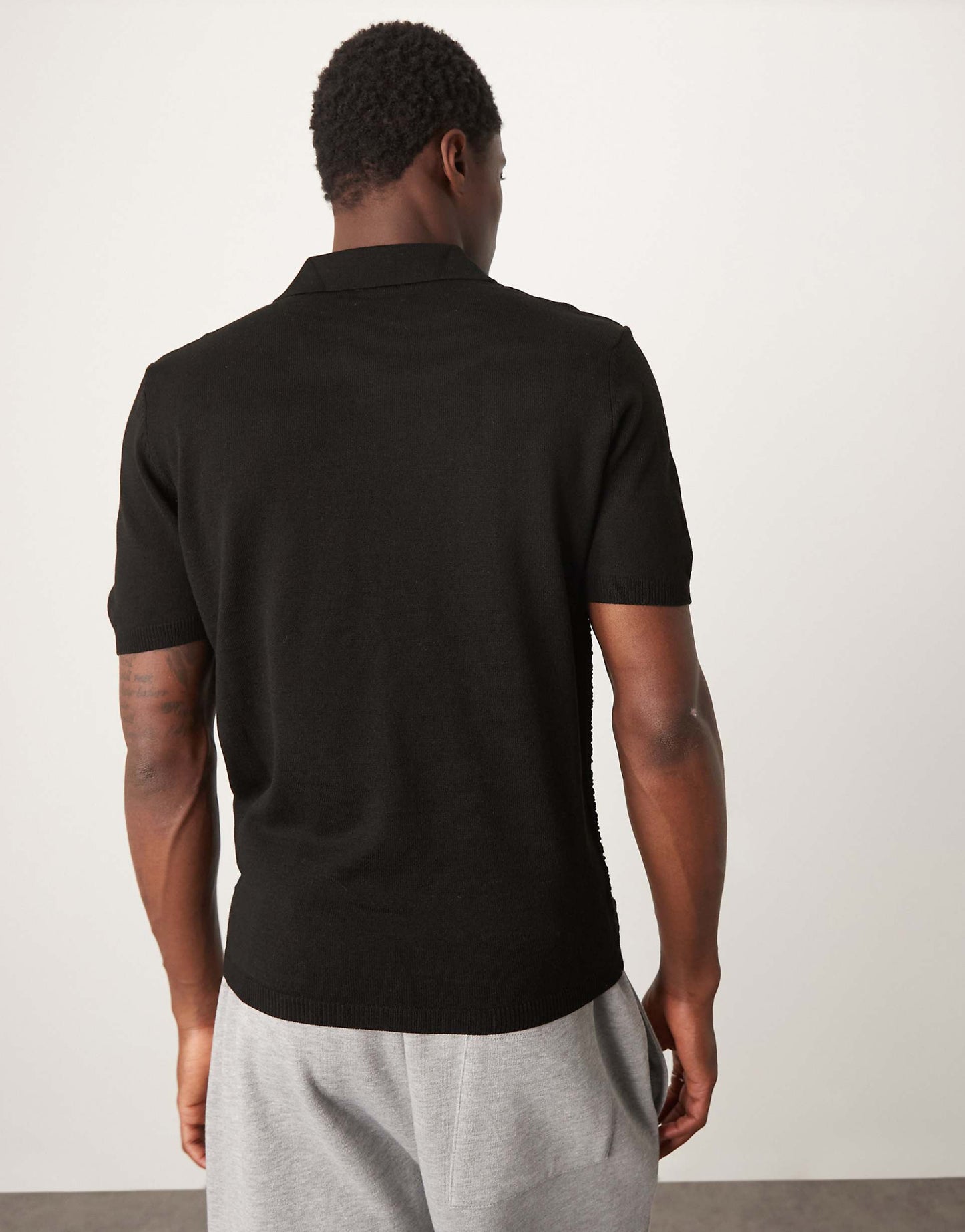 Lightweight Knitted Boxy Polo Shirt With Marl Texture