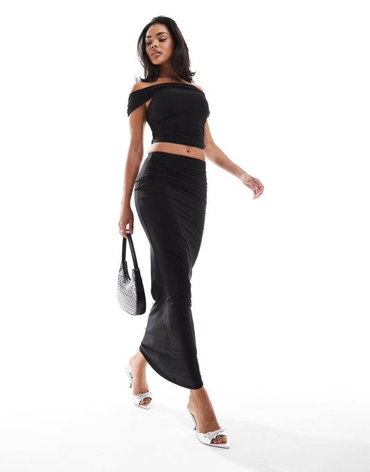 Slinky Ruched Maxi Skirt Co-Ord