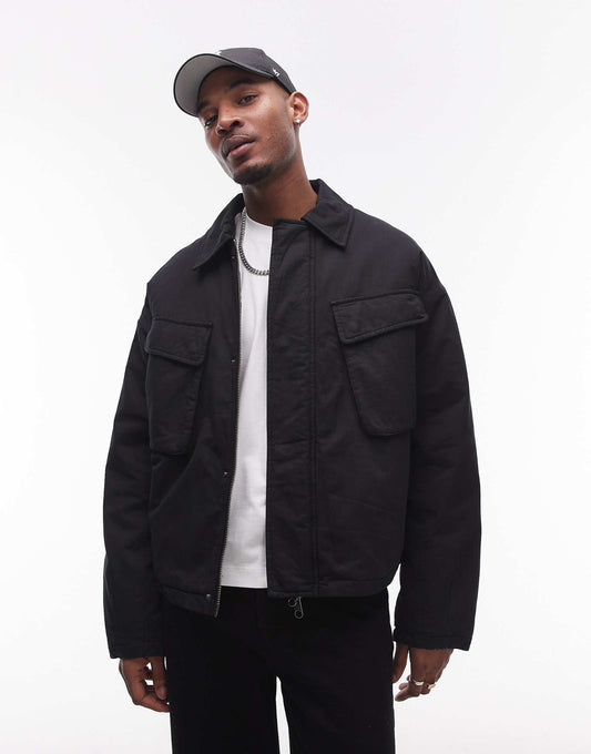 Harrington Jacket With Double Chest Pockets