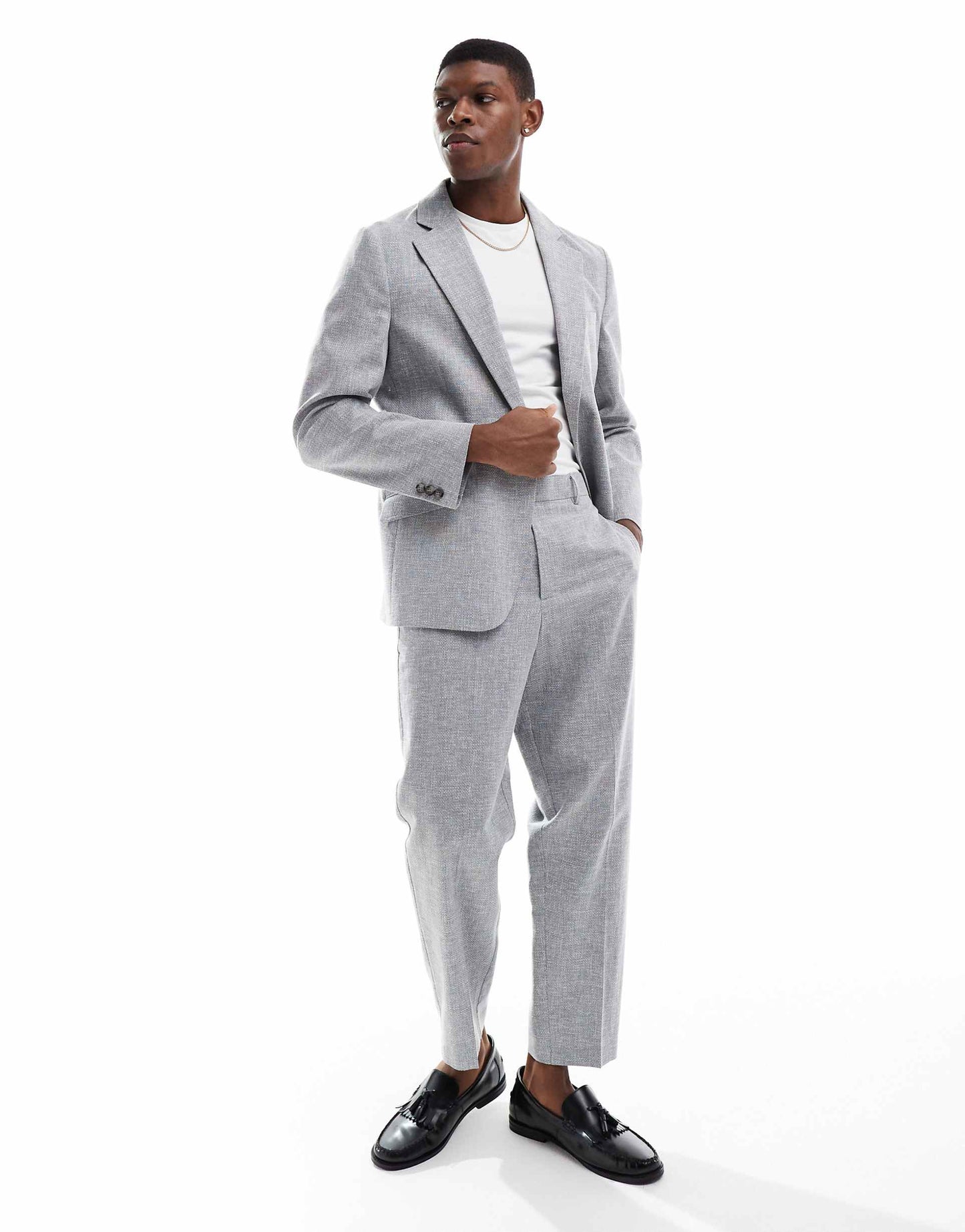 Carrot Fit Suit Trousers With Linen Cotton