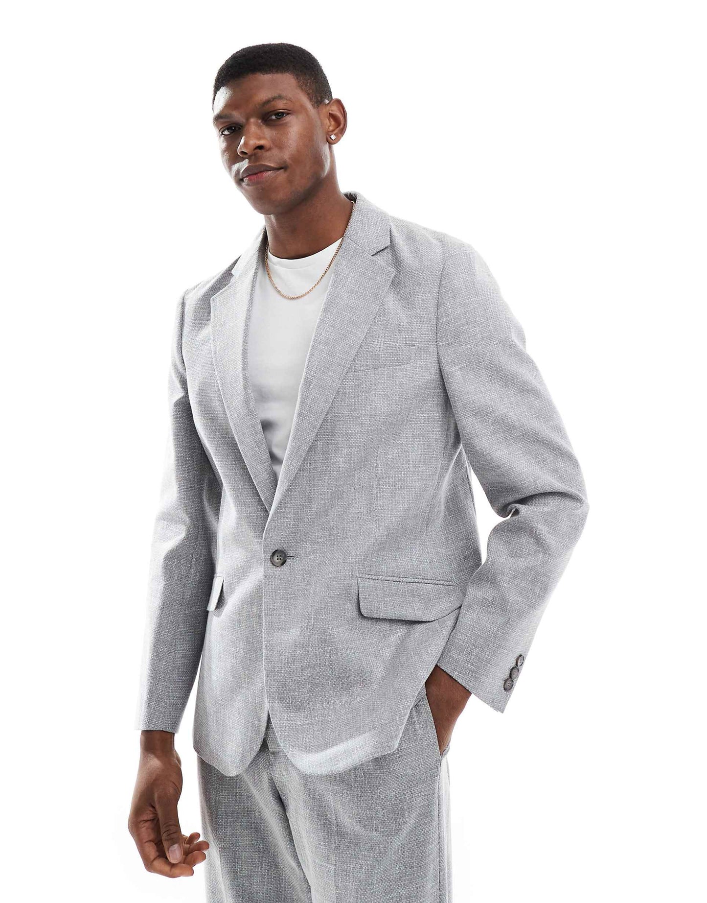 Slim Summer Suit Jacket With Linen Cotton