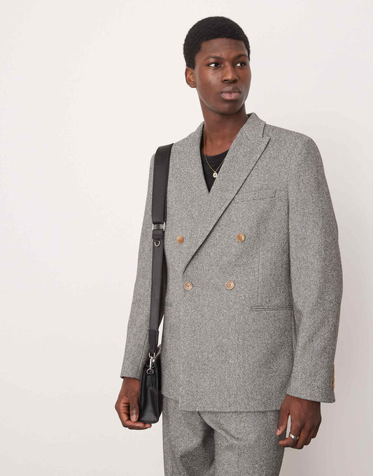 Heavy Weight Double Breasted Slim Suit Jacket