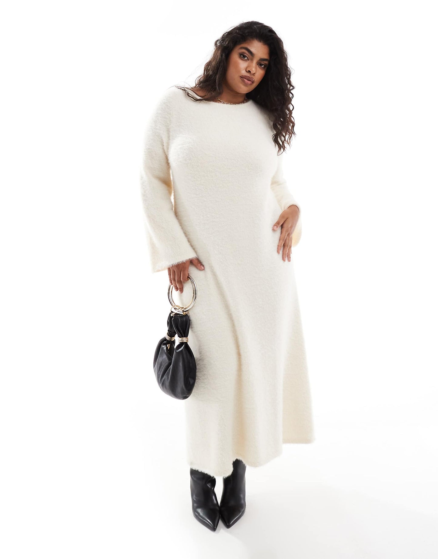 Curve Fluffy Knit Midaxi Dress