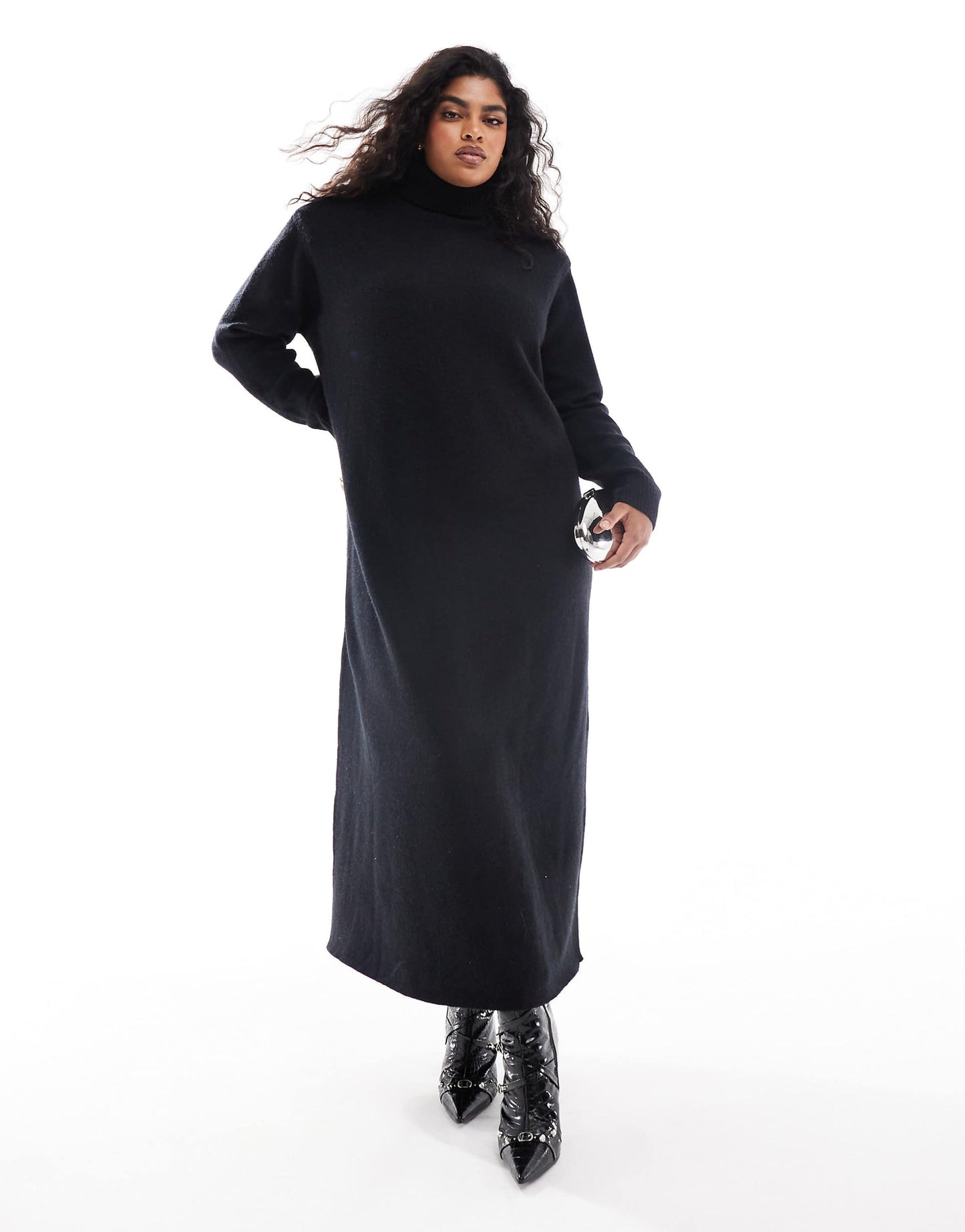 Curve Knitted High Neck Maxi Dress
