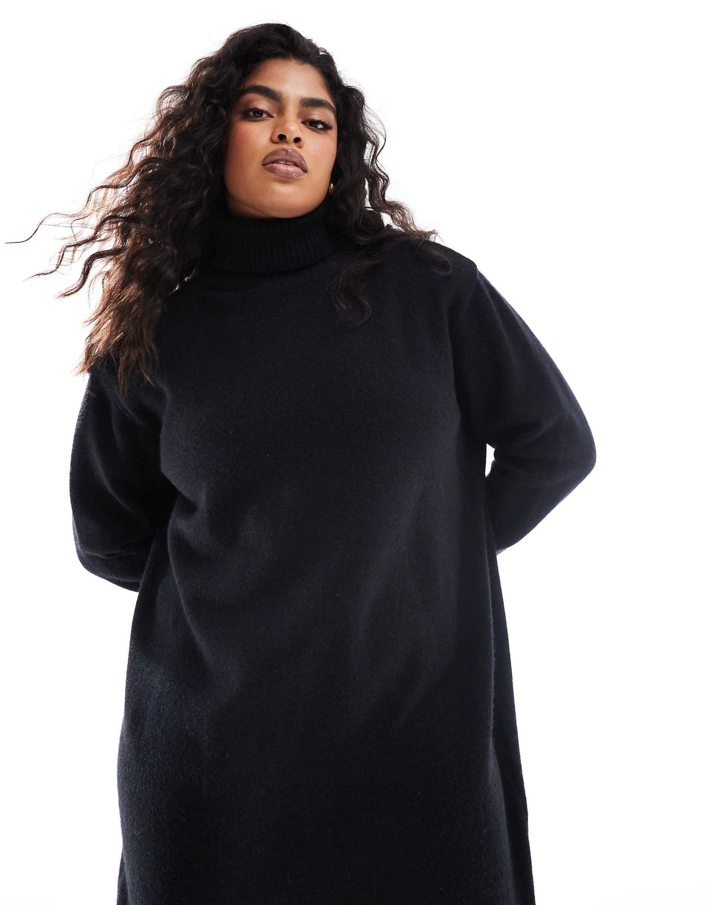 Curve Knitted High Neck Maxi Dress