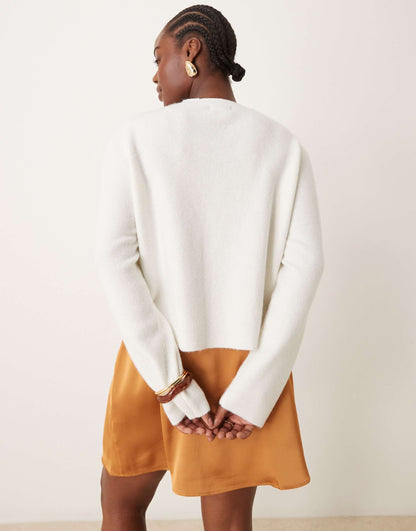 Curve Knitted Button Detail Cardigan