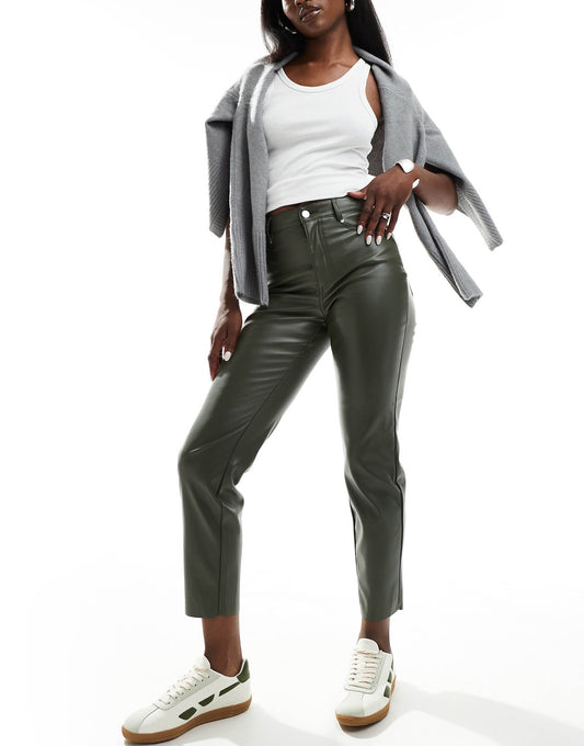 Emily High Waisted Faux Leather Trouser