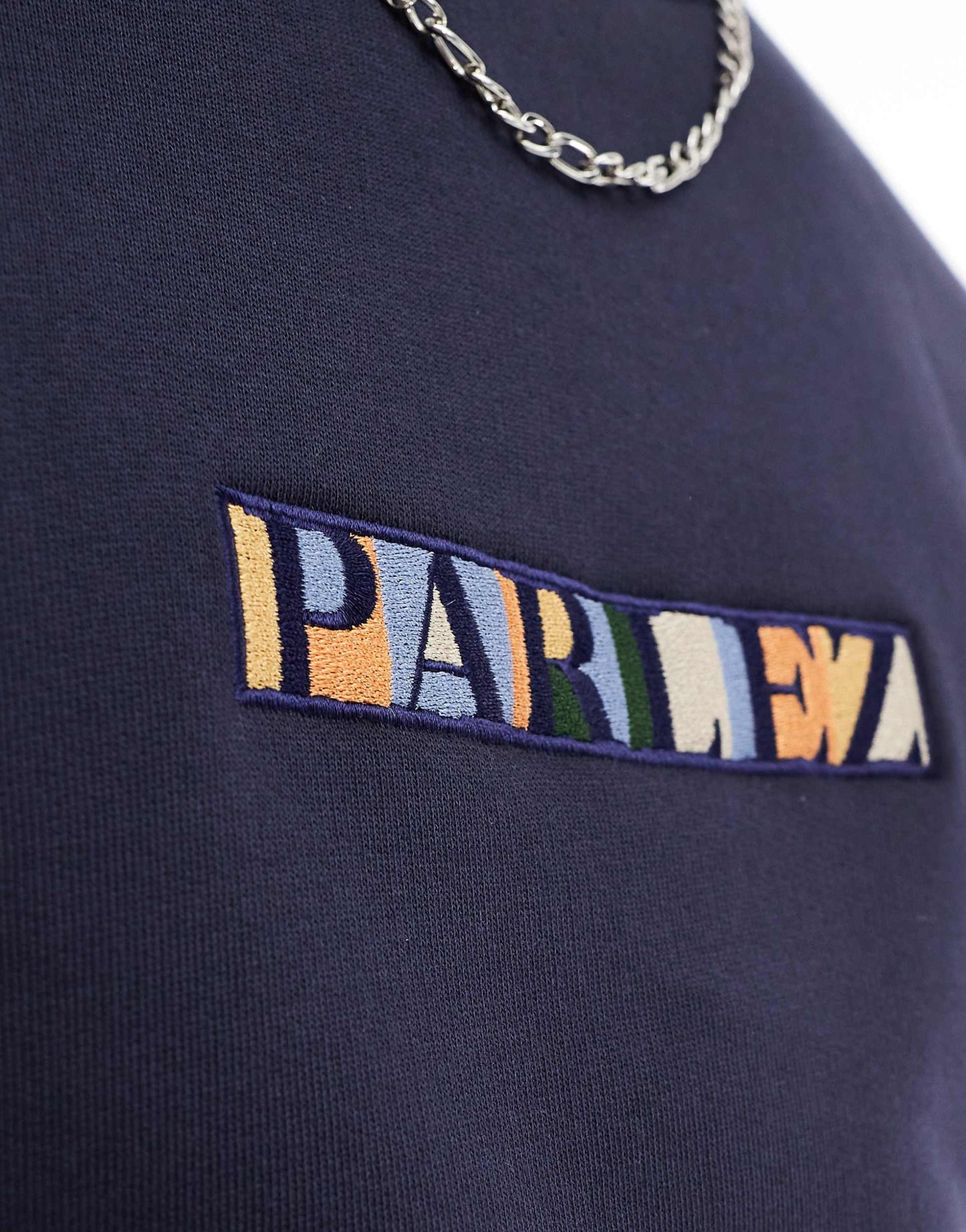 Oversized Logo Embroidery Crew Neck Sweatshirt
