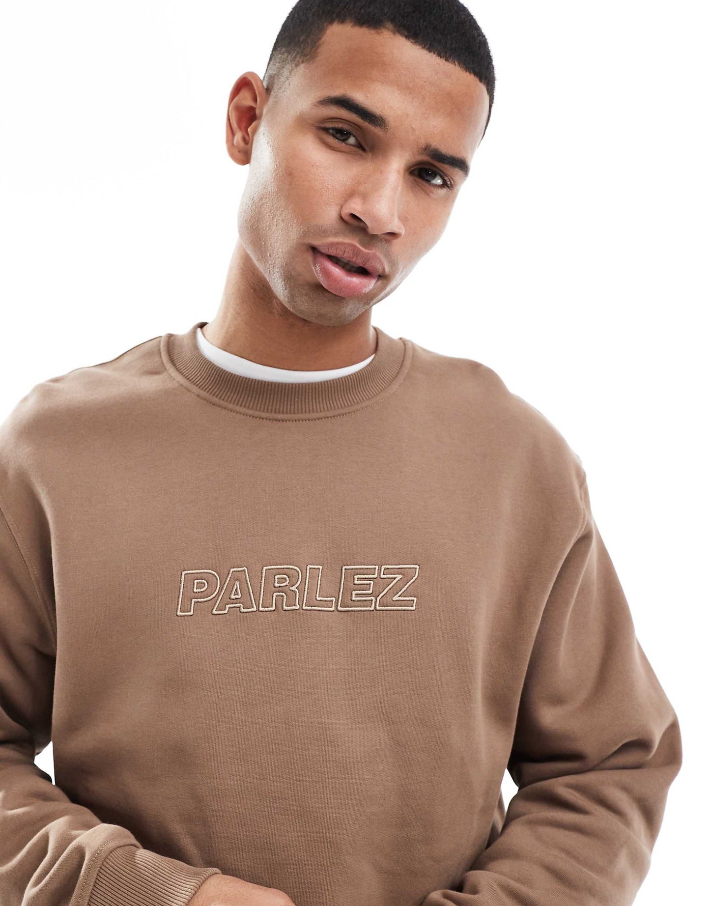 Oversized Logo Embroidery Crew Neck Sweatshirt