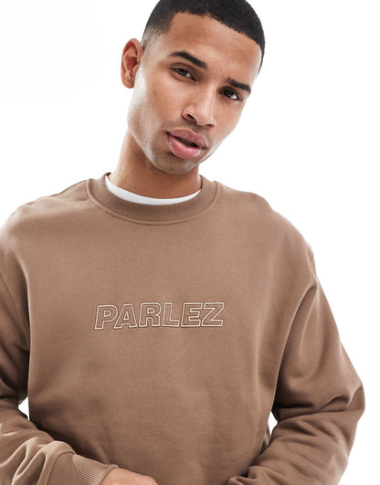 Oversized Logo Embroidery Crew Neck Sweatshirt