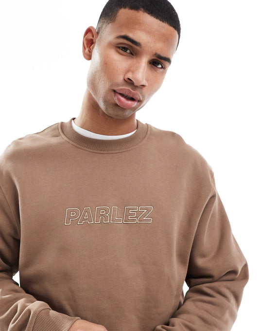 Oversized Logo Embroidery Crew Neck Sweatshirt