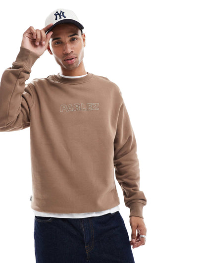 Oversized Logo Embroidery Crew Neck Sweatshirt
