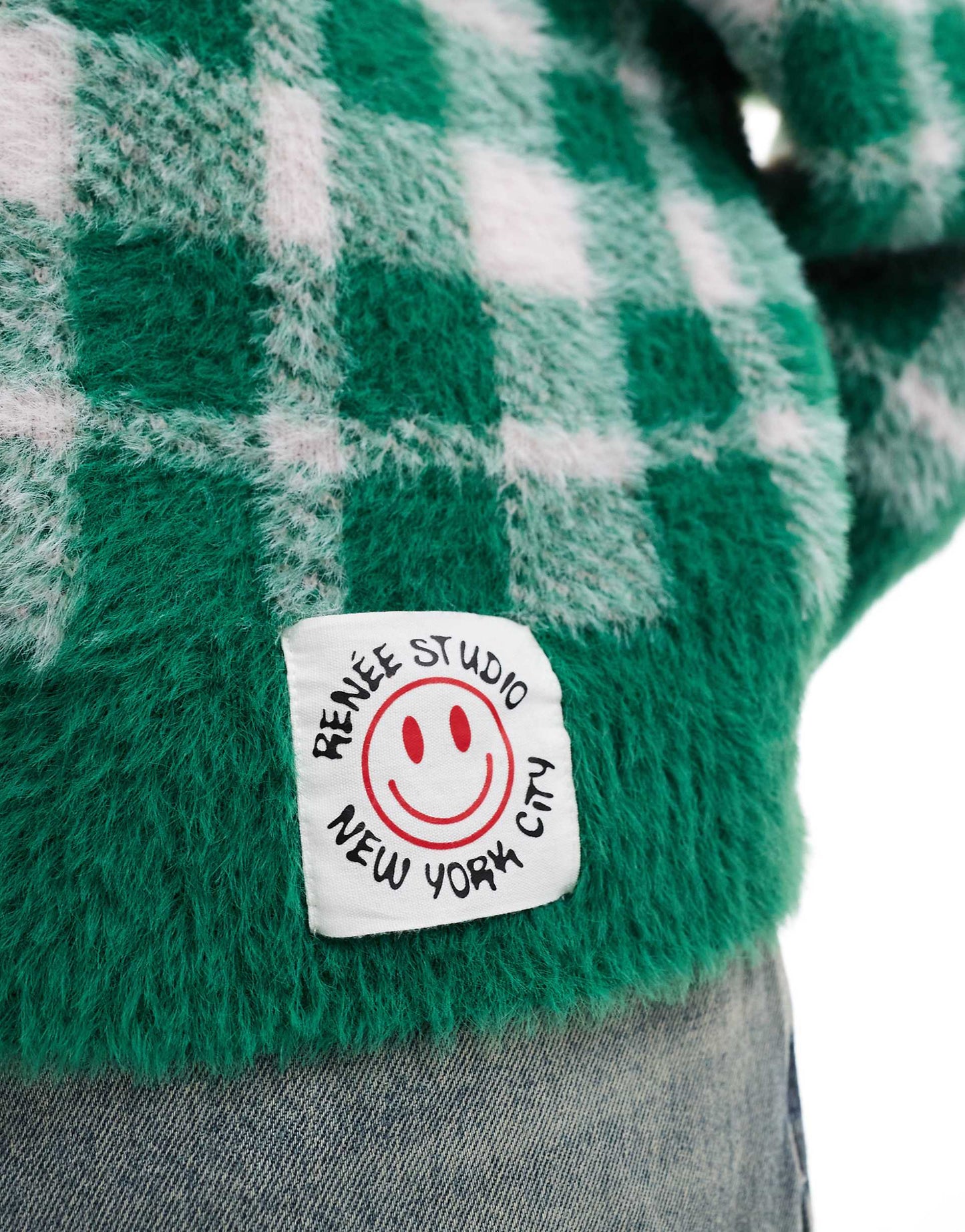 Exclusive Fluffy Button Through Logo Patch Cardigan