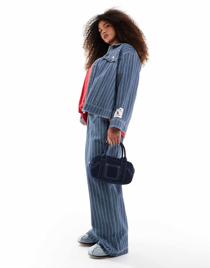 Exclusive Wide Leg Drawstring Waist Ruffle Pocket Detail Trousers Co-Ord