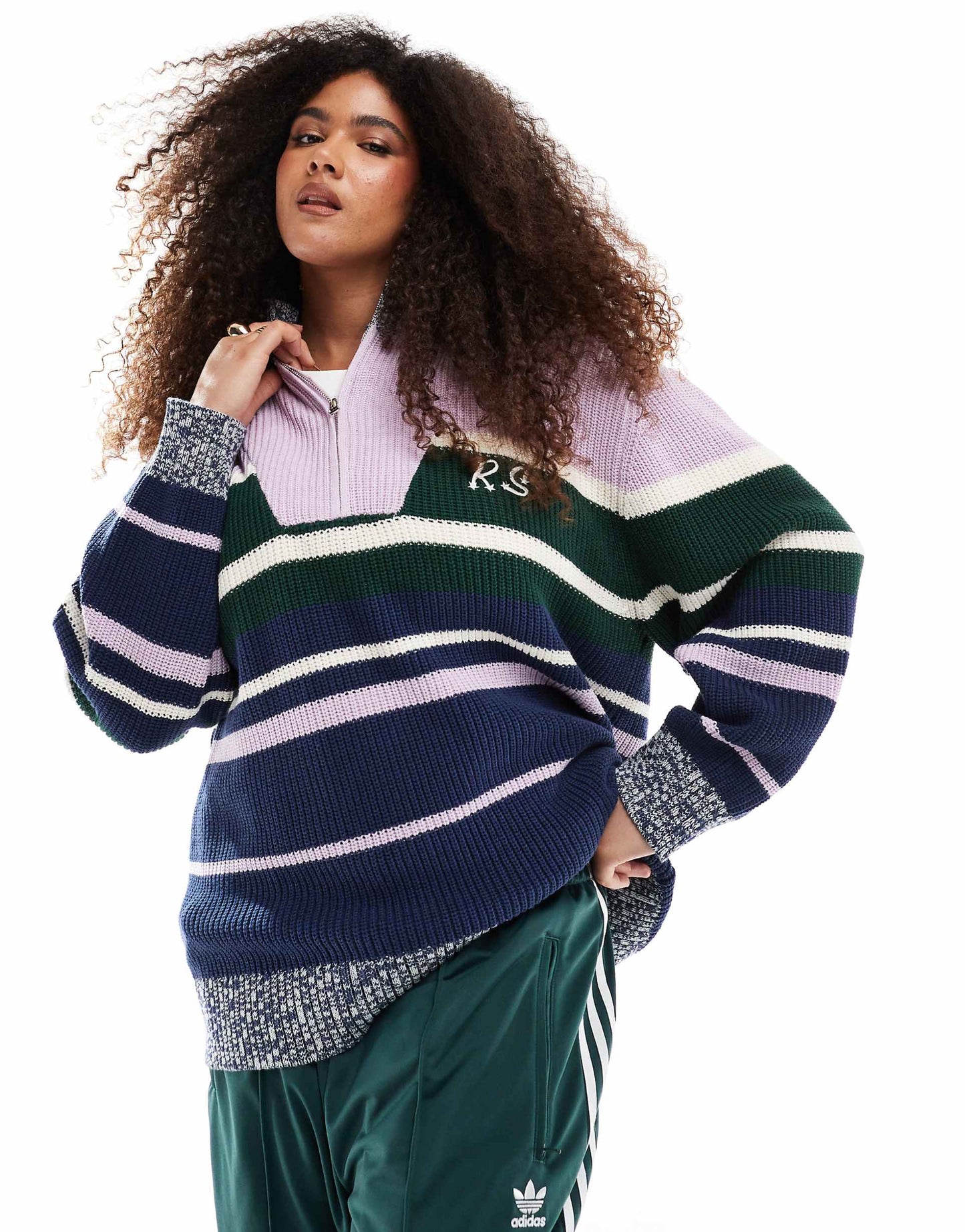 Exclusive Ribbed Half Zip Funnel Neck Embroidered Logo Jumper