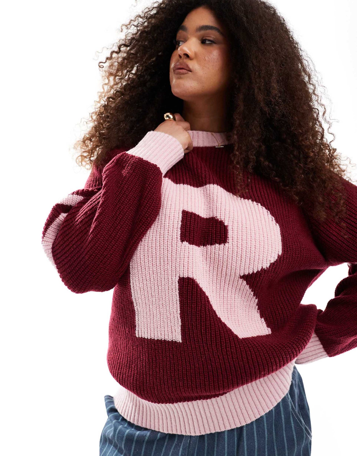 Exclusive Ribbed Varsity R Logo Jumper