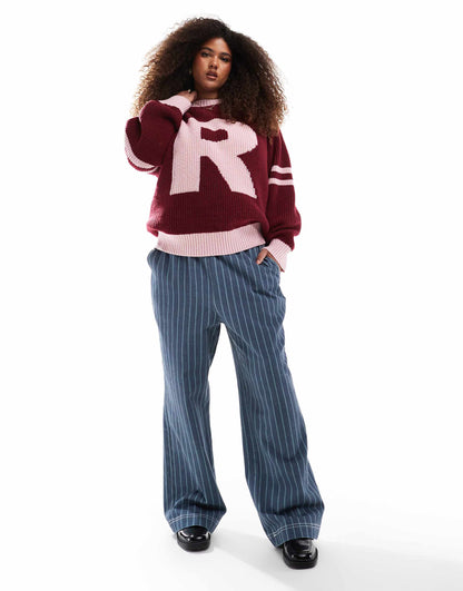 Exclusive Ribbed Varsity R Logo Jumper