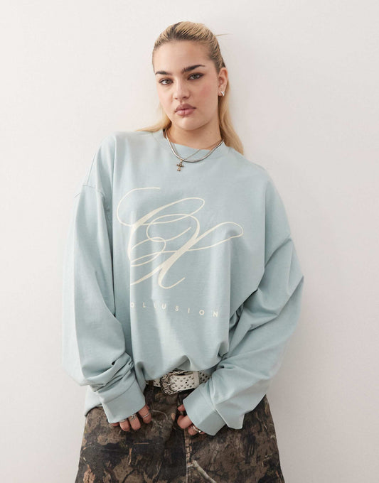 Long Sleeve Oversized T-Shirt With Front Logo